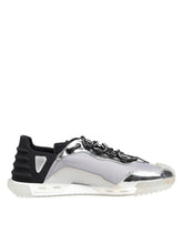 Dolce & Gabbana Silver Black Nylon NS1 Low Top Sneakers Shoes